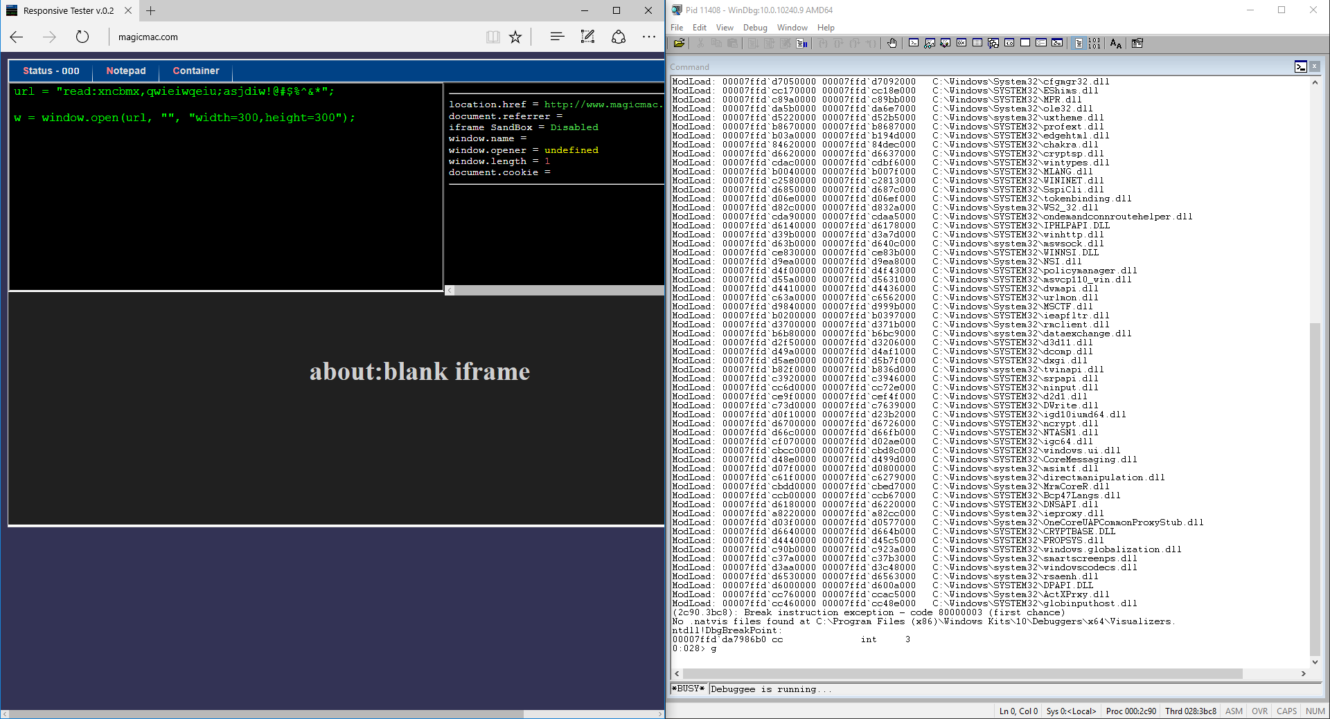 Edge WinDbg Config