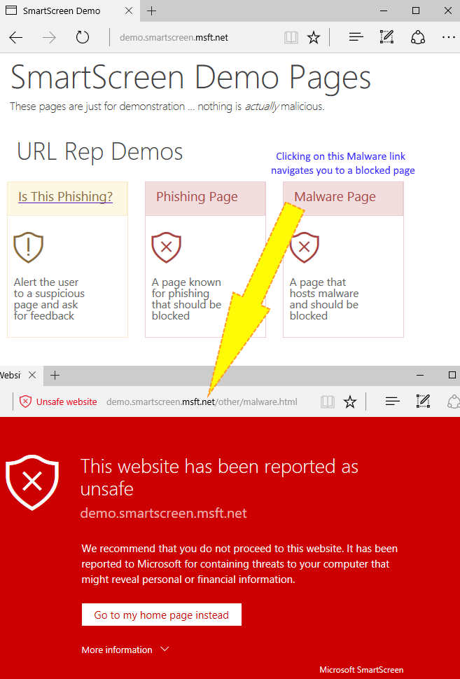Smartscreen Demo Pages